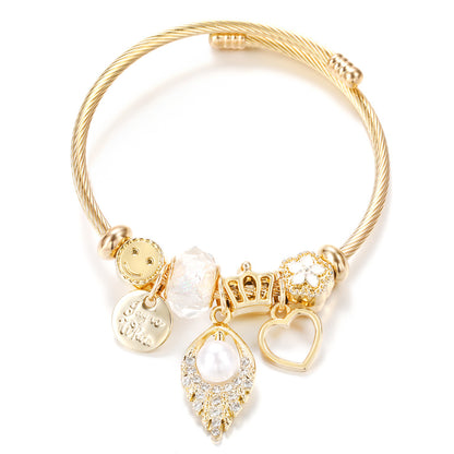 Butterfly Rhinestone Love Heart Beaded Bracelet