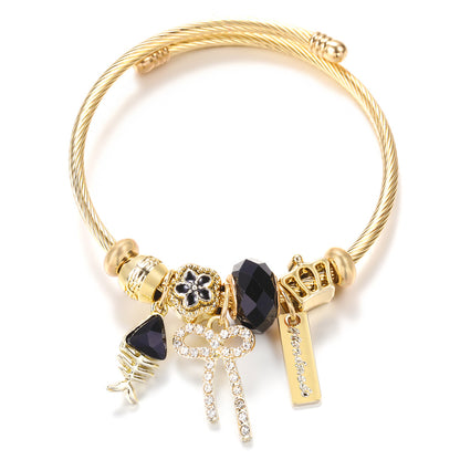 Butterfly Rhinestone Love Heart Beaded Bracelet