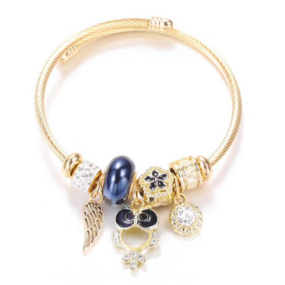 Butterfly Rhinestone Love Heart Beaded Bracelet