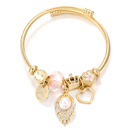 Butterfly Rhinestone Love Heart Beaded Bracelet