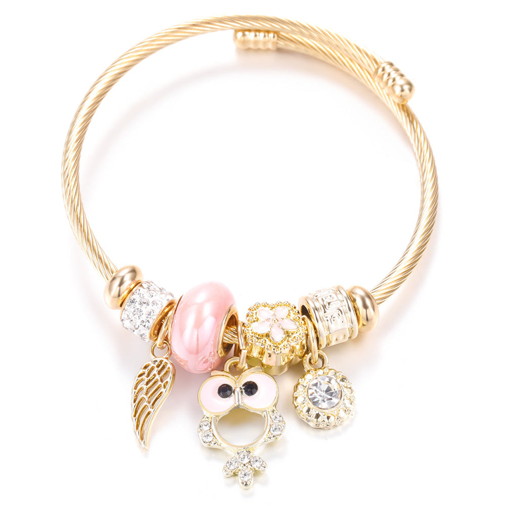Butterfly Rhinestone Love Heart Beaded Bracelet