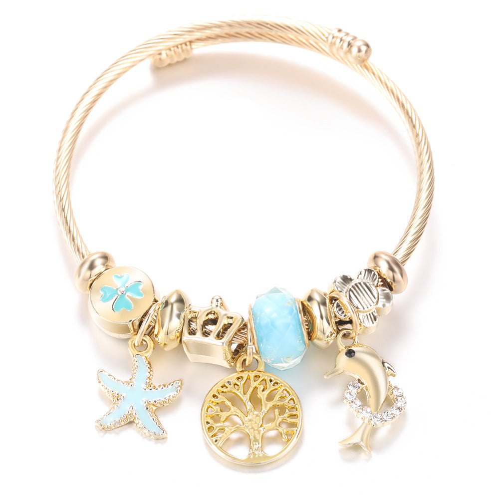 Butterfly Rhinestone Love Heart Beaded Bracelet