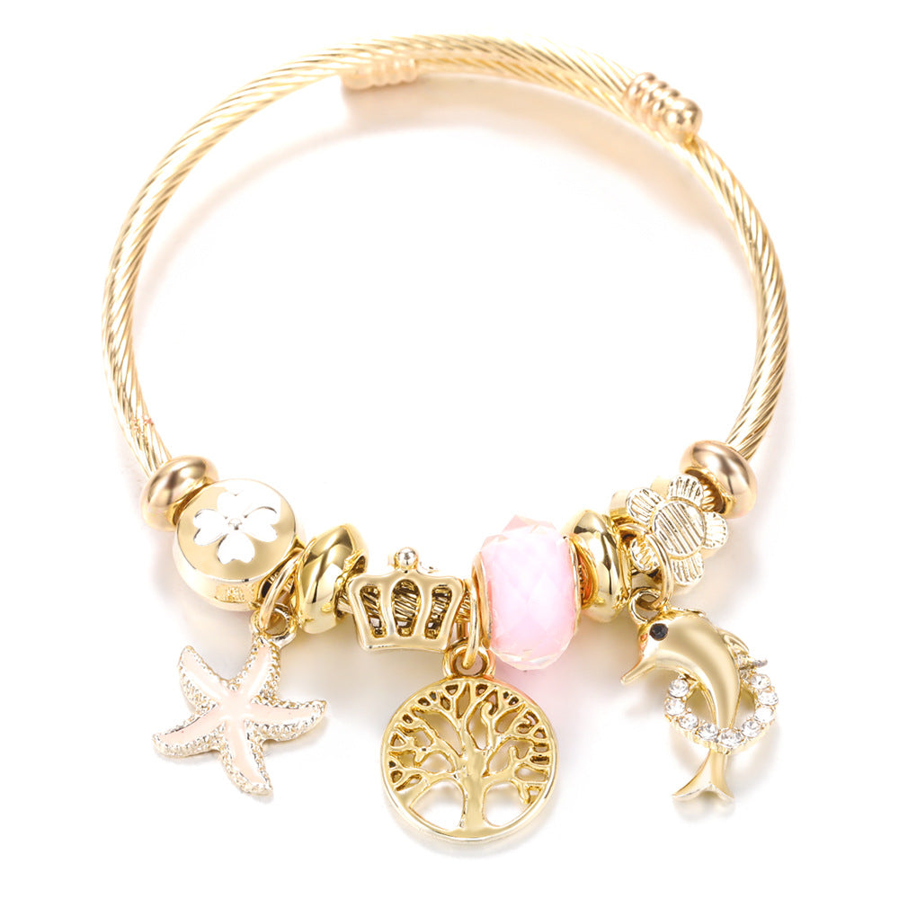 Butterfly Rhinestone Love Heart Beaded Bracelet