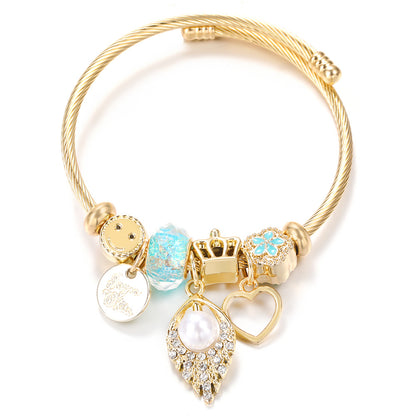 Butterfly Rhinestone Love Heart Beaded Bracelet