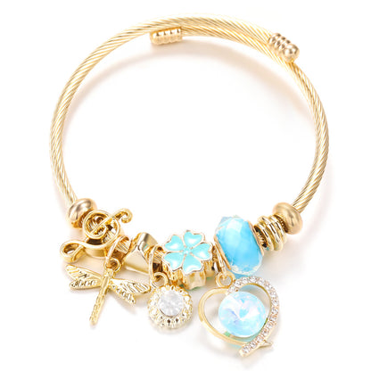 Butterfly Rhinestone Love Heart Beaded Bracelet