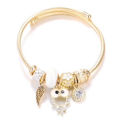 Butterfly Rhinestone Love Heart Beaded Bracelet