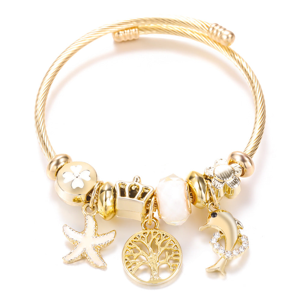 Butterfly Rhinestone Love Heart Beaded Bracelet