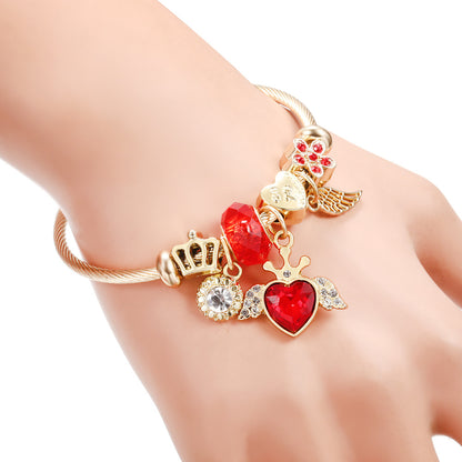 Butterfly Rhinestone Love Heart Beaded Bracelet
