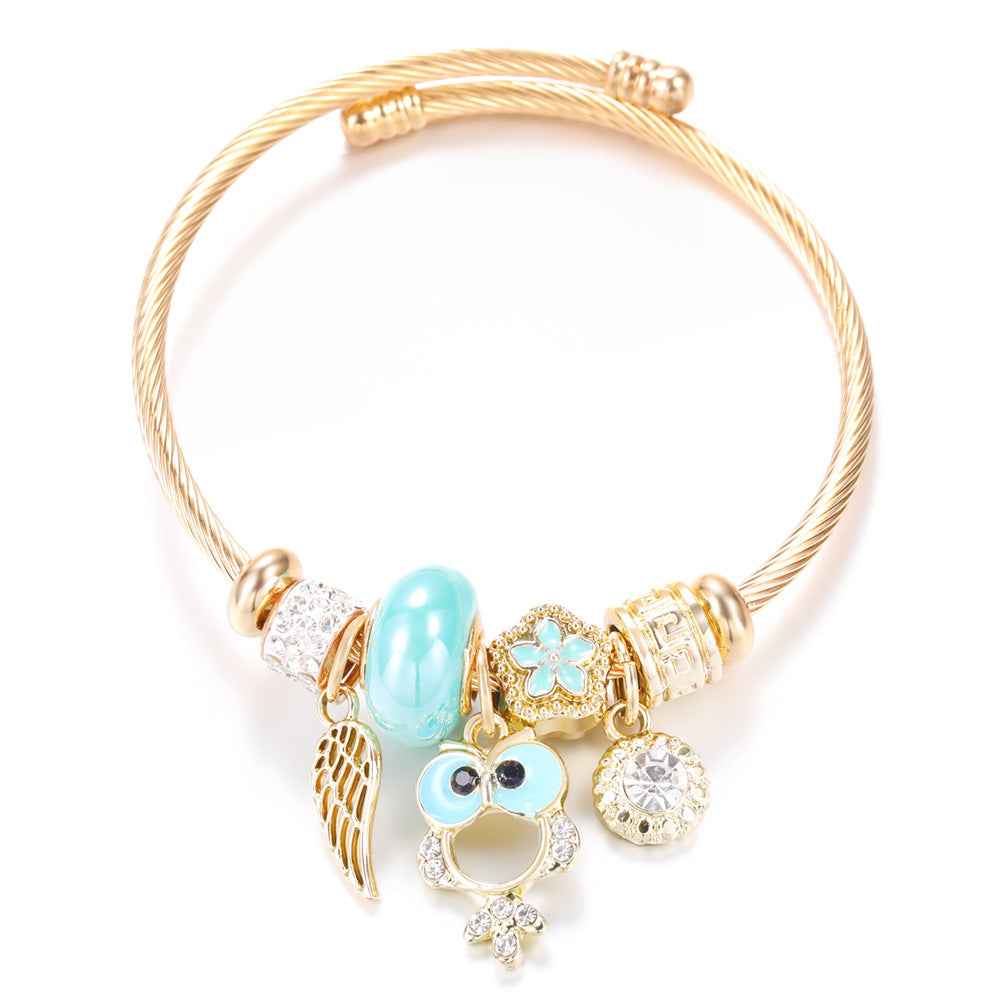 Butterfly Rhinestone Love Heart Beaded Bracelet