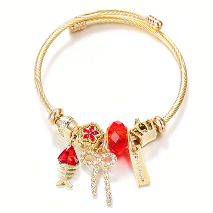 Butterfly Rhinestone Love Heart Beaded Bracelet