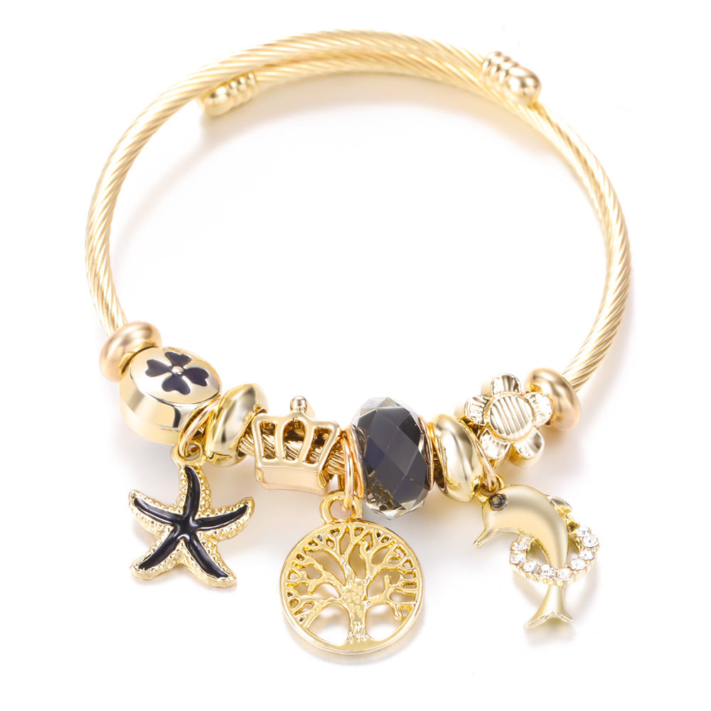 Butterfly Rhinestone Love Heart Beaded Bracelet