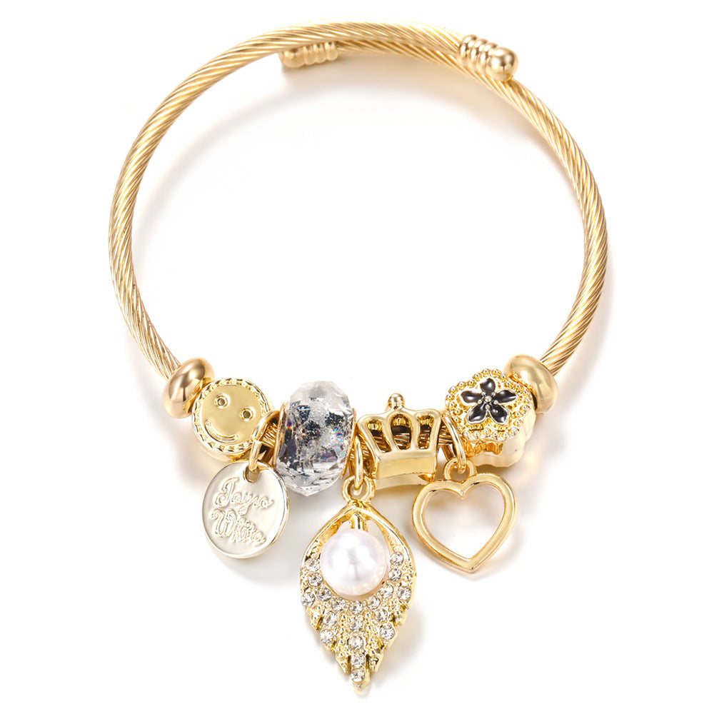 Butterfly Rhinestone Love Heart Beaded Bracelet
