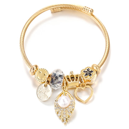 Butterfly Rhinestone Love Heart Beaded Bracelet